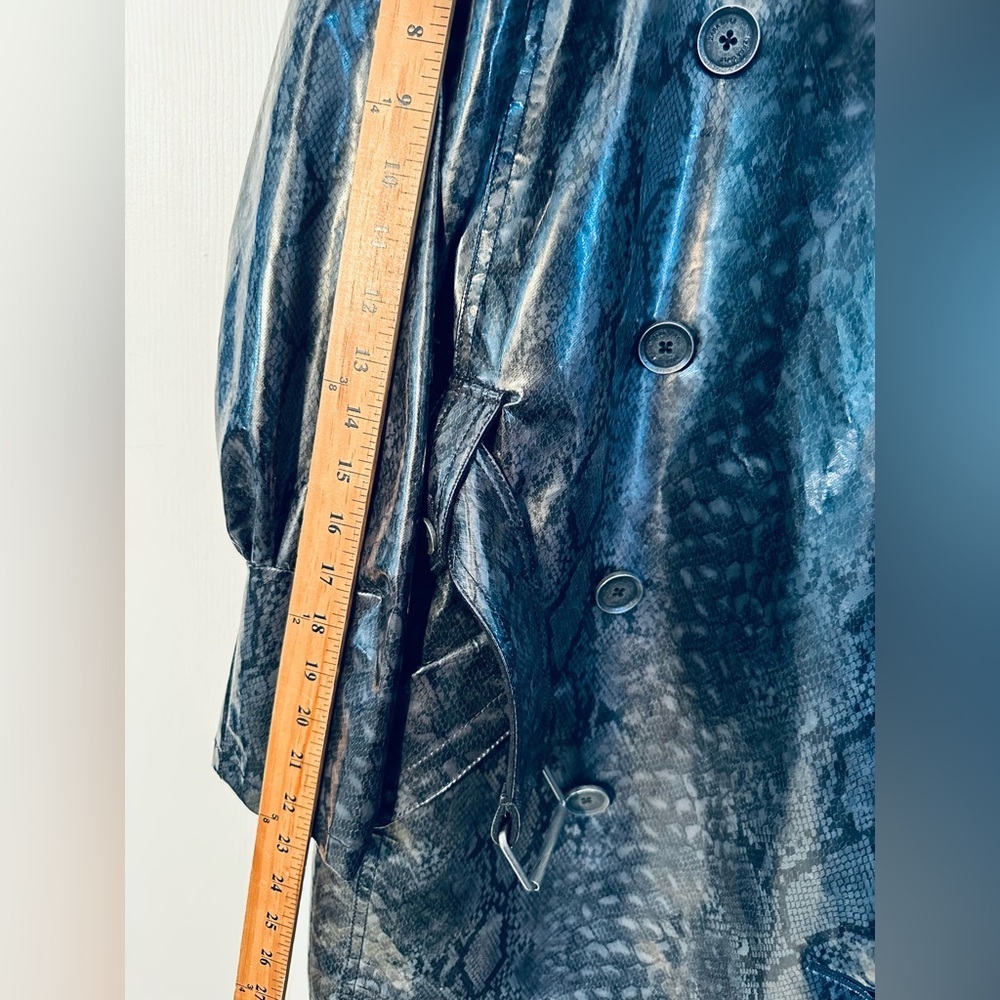 ZARA SURPLS XS City Chic Modern Snake Animal Pattern Wool Bl Belted Trench Coat - Picture 16 of 16